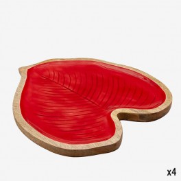 RED WOODEN PLATE SHAPED LIKE A L