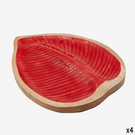 L RED WOODEN PLATE SHAPED LIKE A