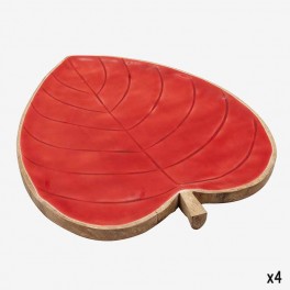 L RED WOODEN PLATE SHAPED LIKE F