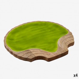 L GREEN WOODEN PLATE SHELL SHAPE