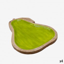 SM GREEN PEAR-SHAPED WOODEN PLAT