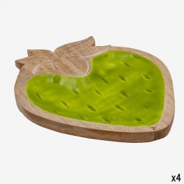 GREEN WOODEN PLATE SHAPED LIKE S
