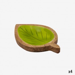 GREEN WOODEN PLATE SHAPED LIKE A