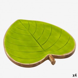 L GREEN WOODEN PLATE SHAPED LIKE
