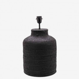 LARGE ROUNDED BLACK RATTAN LAMP