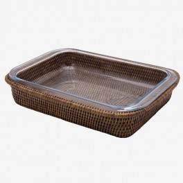 RATTAN AND PIREX RTG LARGE TRAY