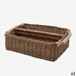 RATTAN BREAD STAND W ROPE HANDLE