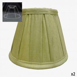 30cm L GREEN SILK LAMPSHADE WIDE