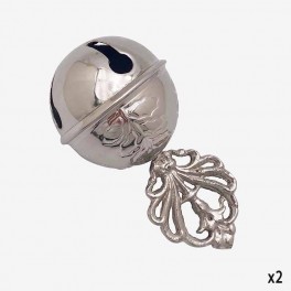 SILVER RATTLE WITH FLAT FLOWER H