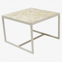SIDE TABLE WHITE IRON LEGS WOODE